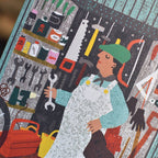 Billed af et kort fra The Printed Peanut, et farverigt skur-kort med detaljerede illustrationer og teksten "Kort".