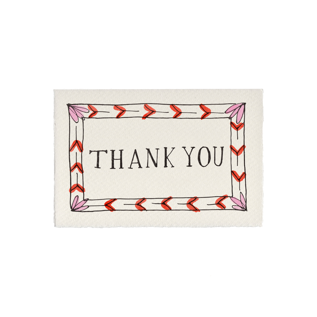 Tak-kort fra Scribble & Daub med elegant design og "Thank You" tekst, ideelt til at vise taknemmelighed i kortform