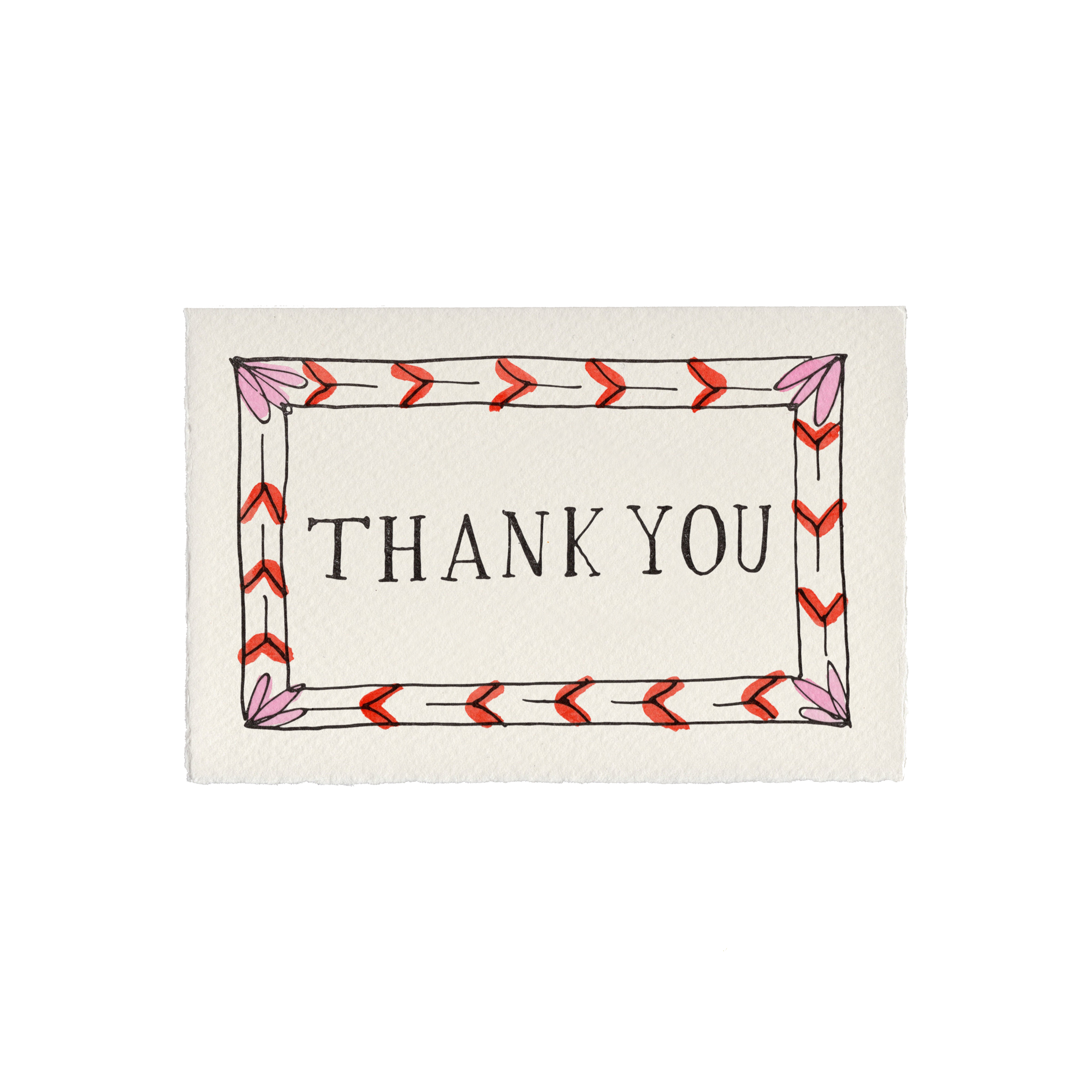 Tak-kort fra Scribble & Daub med elegant design og "Thank You" tekst, ideelt til at vise taknemmelighed i kortform