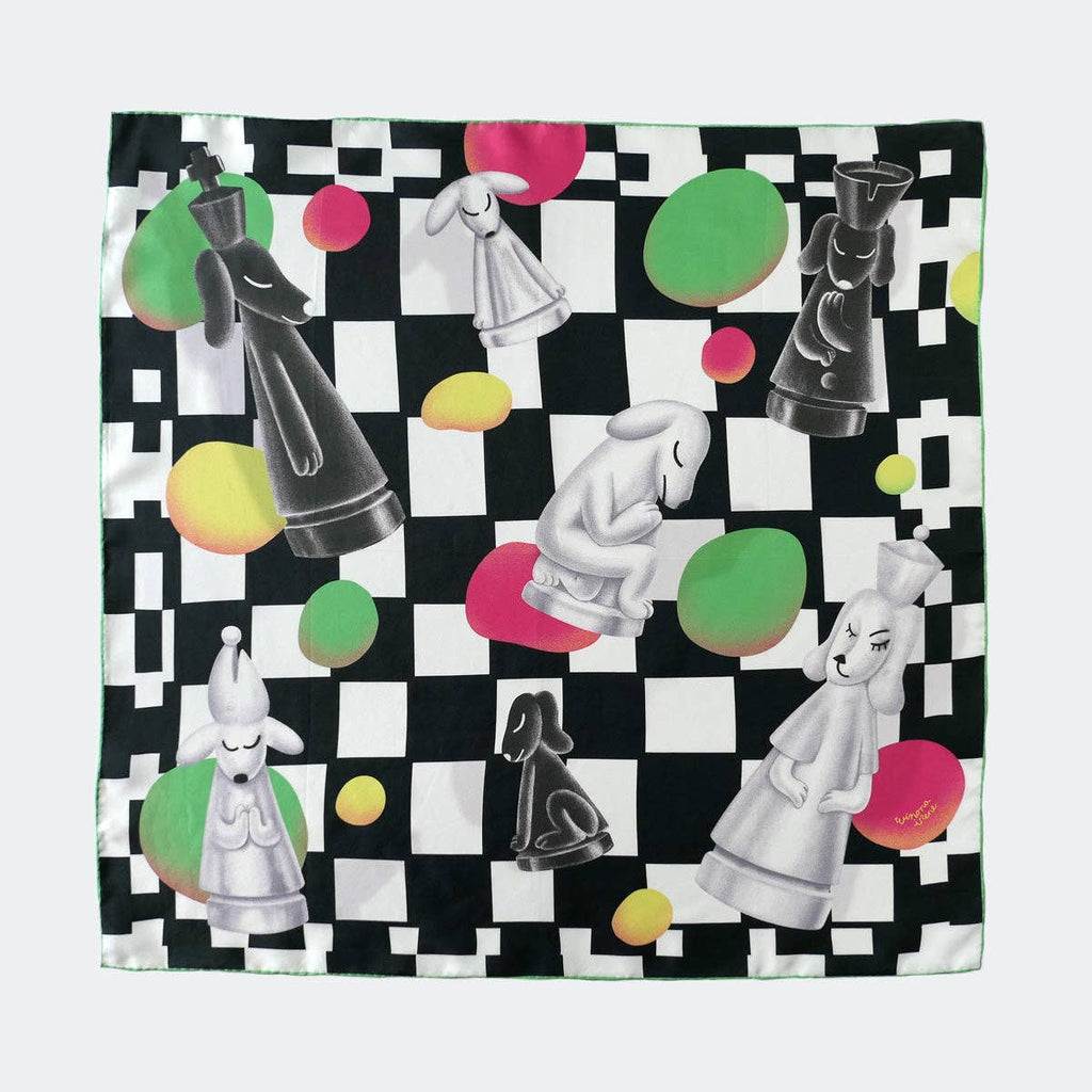 Tørklæde • Skak • Silke
