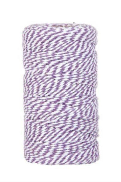 Bakers Twine i bomuld • Lilla & hvid • 100 meter