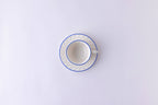 Japacolle Respoir te-kop med underkop i blå, elegant porcelænsdesign, håndlavet med japansk inspiration.