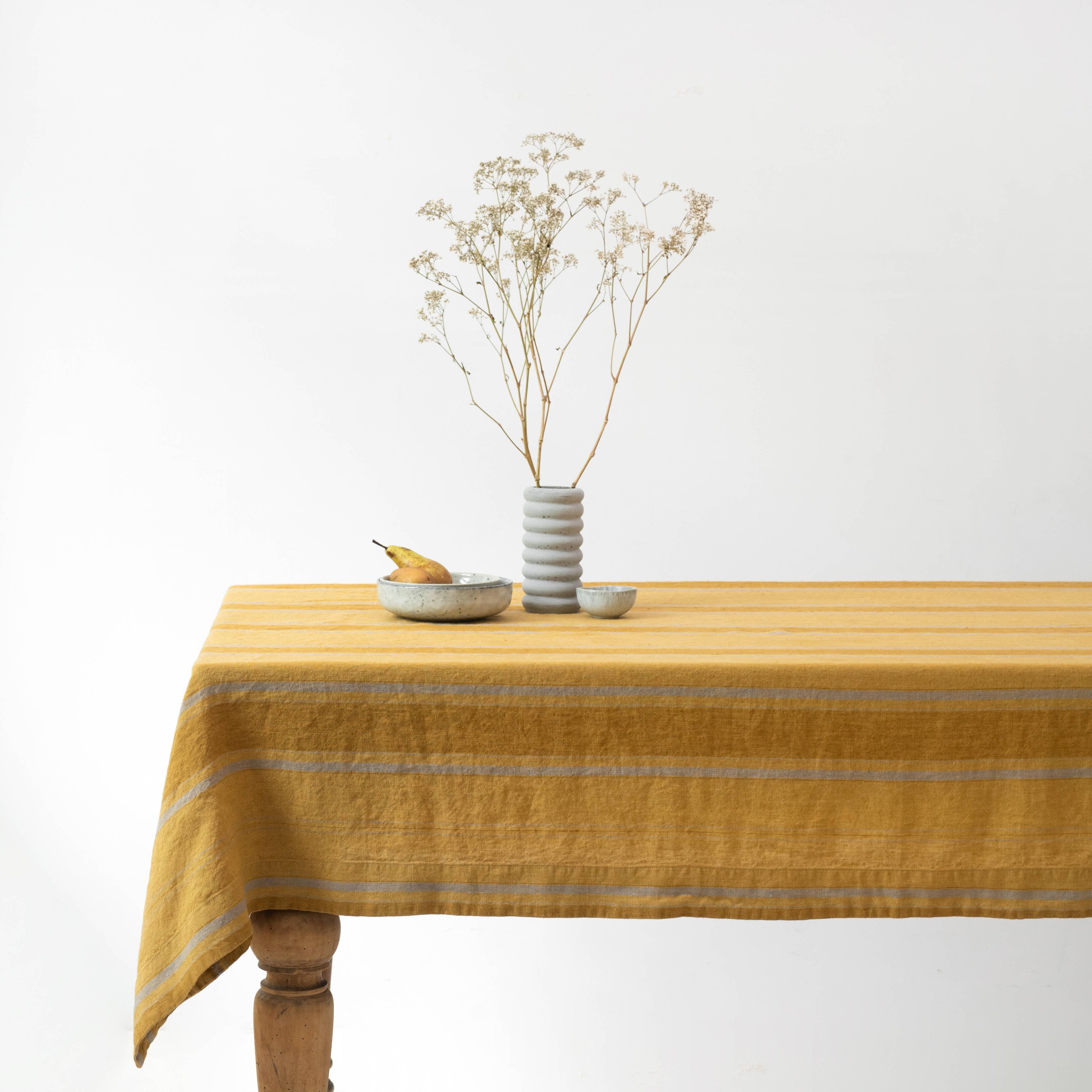 Tablecloth • Linen • 140x250 cm • Linen Tales • Amber Bronze Stripes