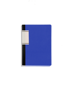 Blå linjeret notesbog i pocket-størrelse fra Thomas Merlo & Partner, med blanke sider og let at have med på farten.