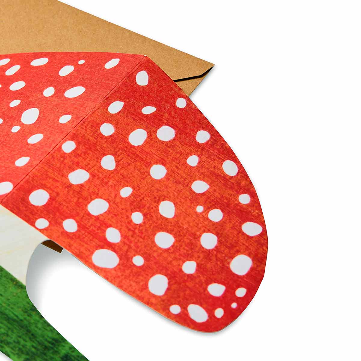 Kort with red fly agaric mushroom illustration by Mortlake Papers, featuring detailed artwork on a decorative card.