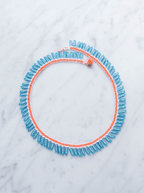 Halskæde • Kniplet • Orange med lyseblå perler - DORA