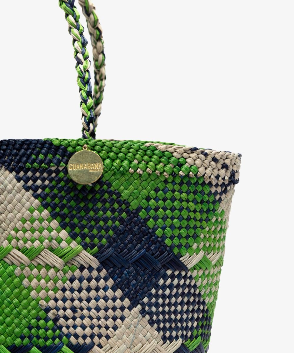 Taske • Palmeblade • Grøn & Blå • Lille