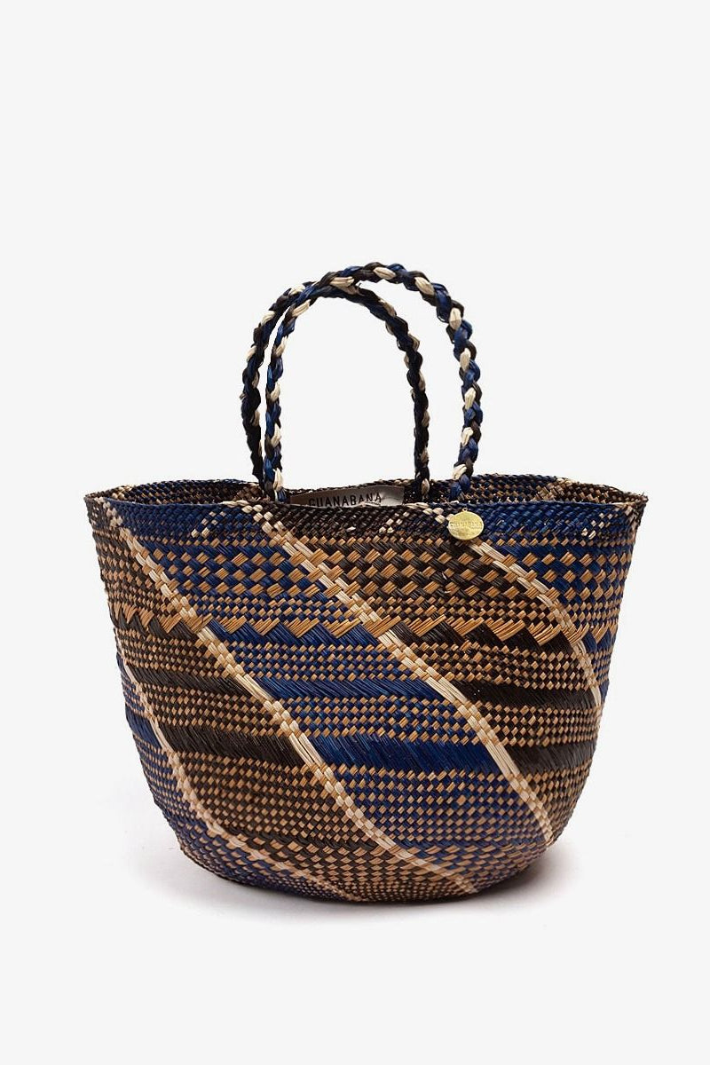 Taske • Palmeblade • Blå & Brun • Medium • DORA