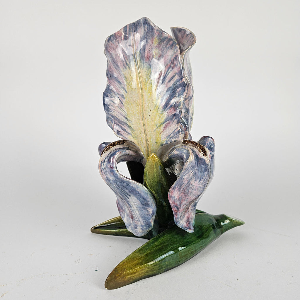 Höganäs Iris keramikvase fra DORA VINTAGE med vintage design og blomstermønster, stor og dekorativ.