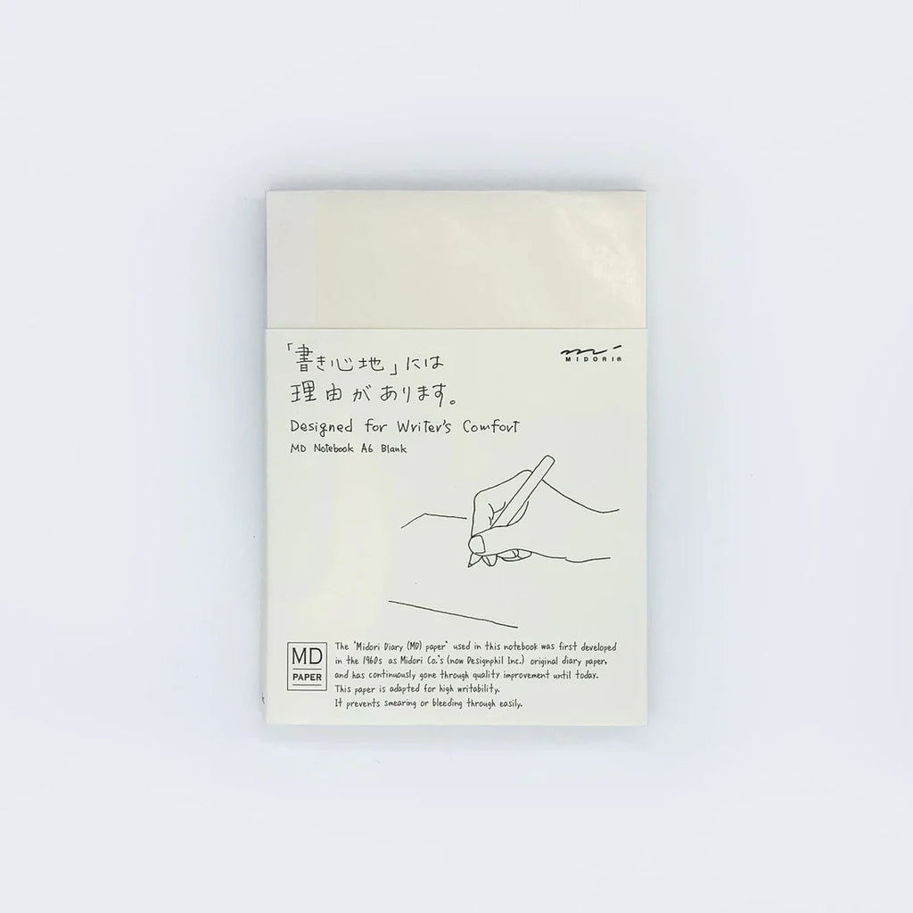 Midori A6 notesbog med blank sider, compact notesbog i minimalistisk design, perfekt til notater og skitser