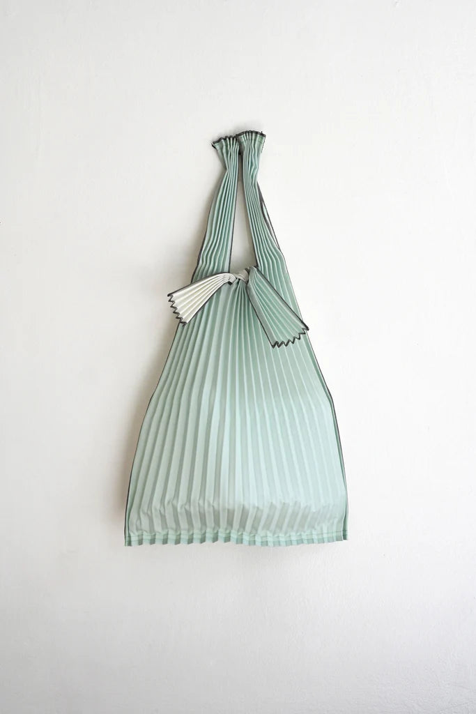 Taske • Plisseret • Bio nedbrydelig • Mini • Lysegrøn & Hvid