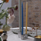 Set of four 28 cm lavender stearinlys, hånddyppede Kertelys from Kunstindustrien, with a soft, natural lavender color.