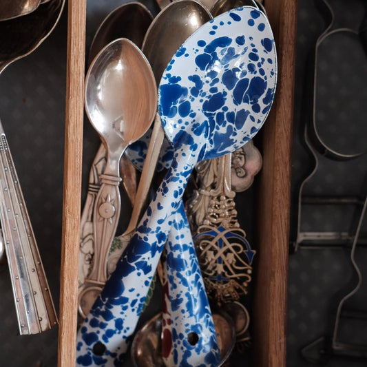 Spoon • Enamel • Splatter blue • Medium size