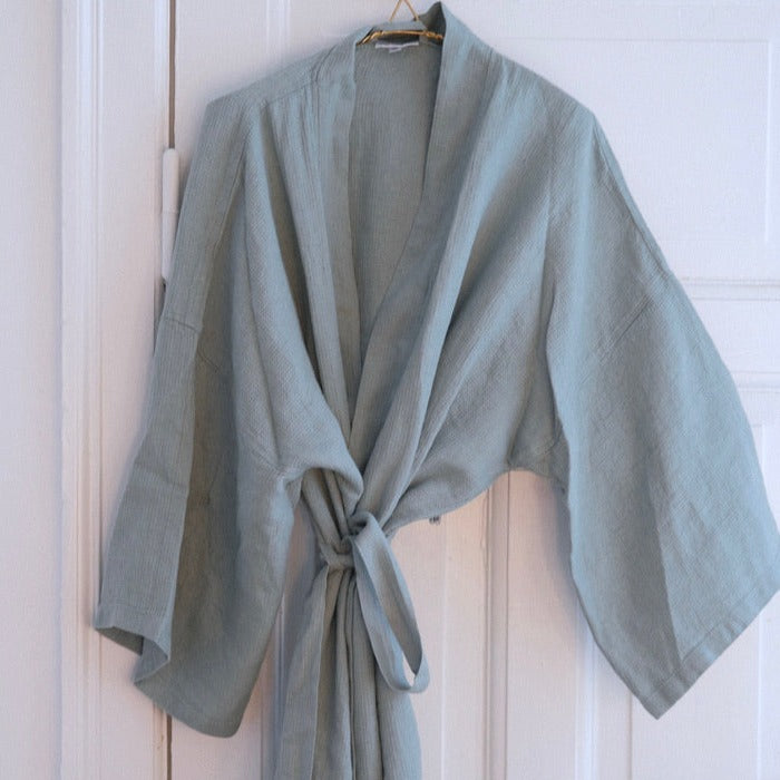 Kimono • XL • Vaffelvævet • Salvie Grøn