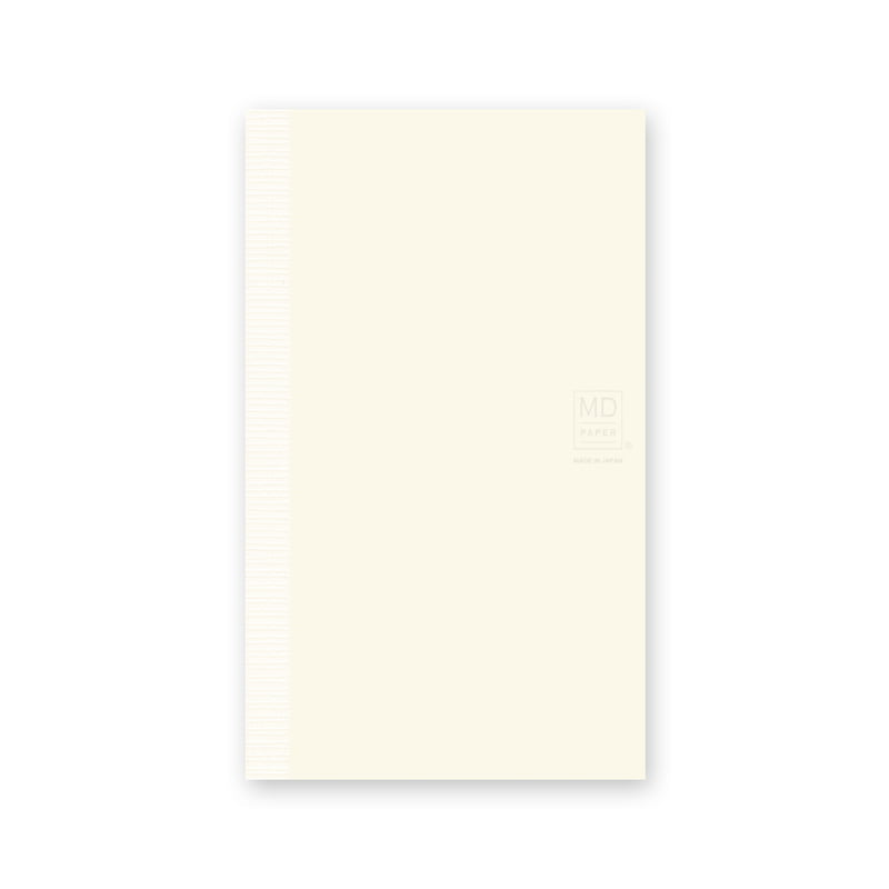 Midori B6 blank notes book with MD paper, featuring a simple cover and open pages for writing or sketching.