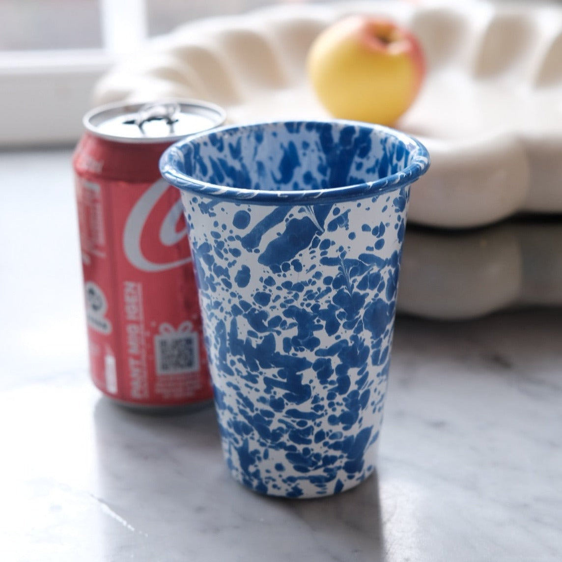 Drinking mug • Enamel • Splatter blue