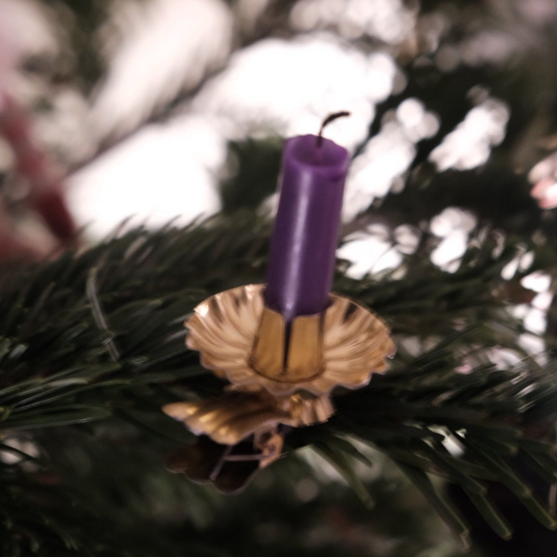 Julepynt • Lysestage til Juletræet • Guld • 10 stk