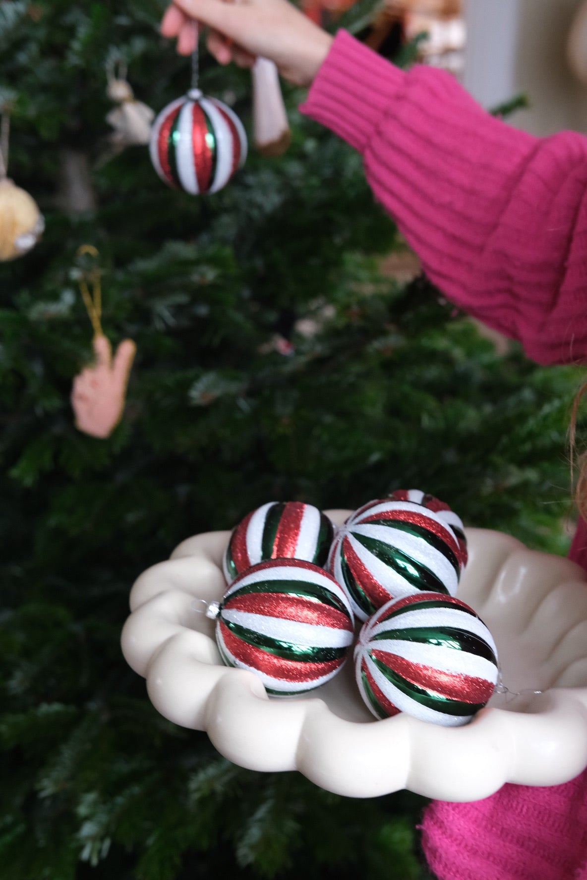Christmas decorations • Ball • Candy-striped ball • 6 pcs
