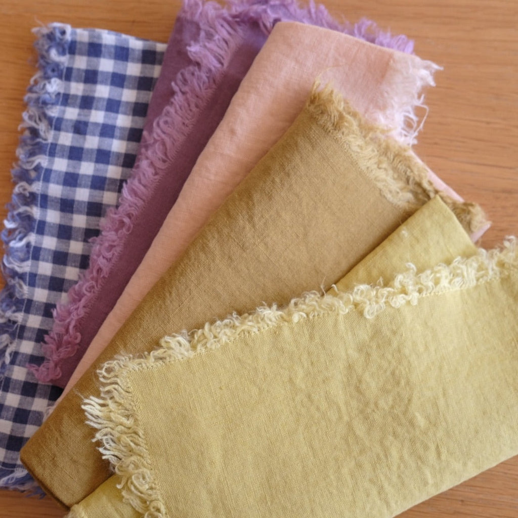 Serviet • Hør • Noisette Clair • Pudder med Frynser