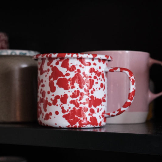 Mug with handle • Enamel • Splatter Red
