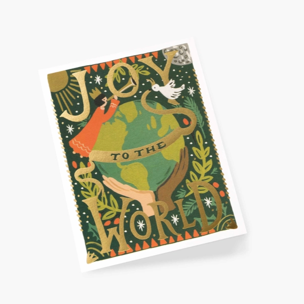 Christmas card • Joy to the world • Globe