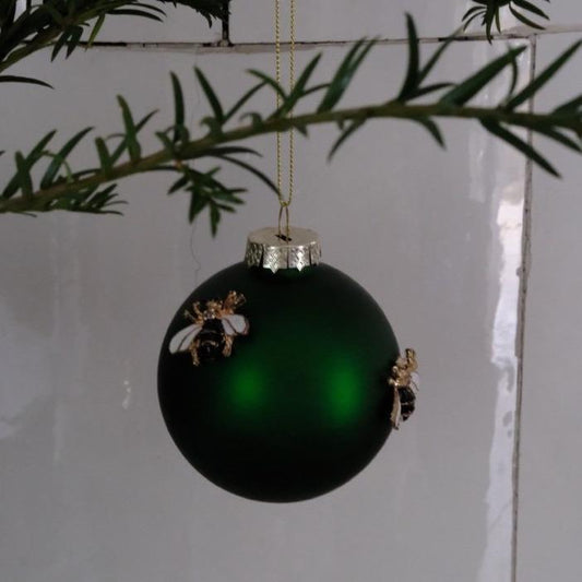 DORA JUL Dekoration Julepynt • Glaskugle • Bi • Grøn