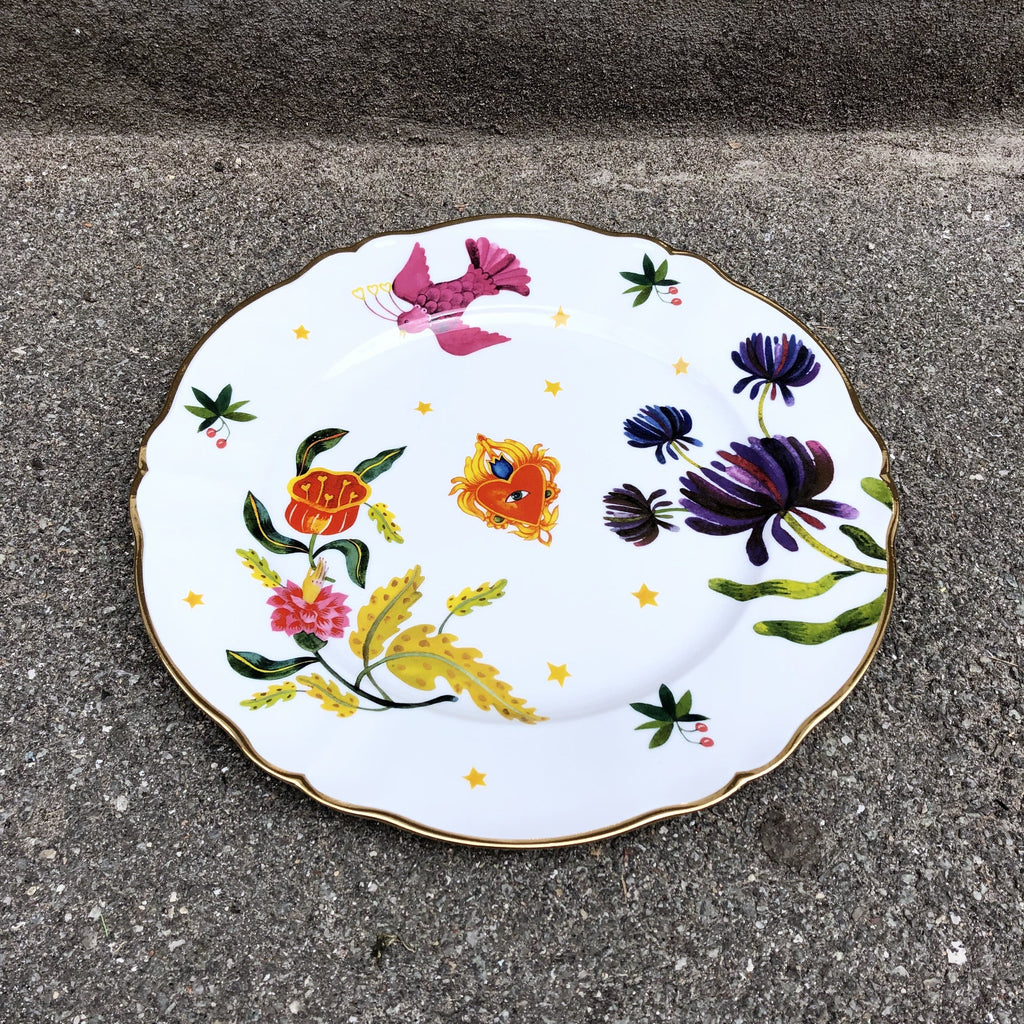 Bitossi Service Tallerken • Fad • Fugl og Blomst